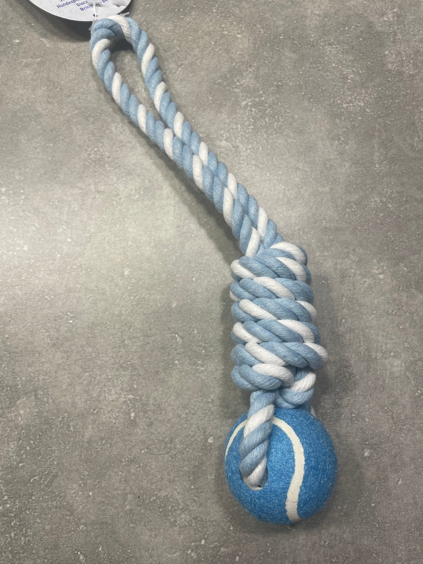 Balle de tennis avec corde pour chiots et chiens 30cm