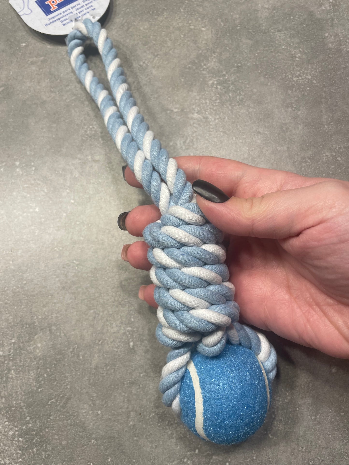 Balle de tennis avec corde pour chiots et chiens 30cm