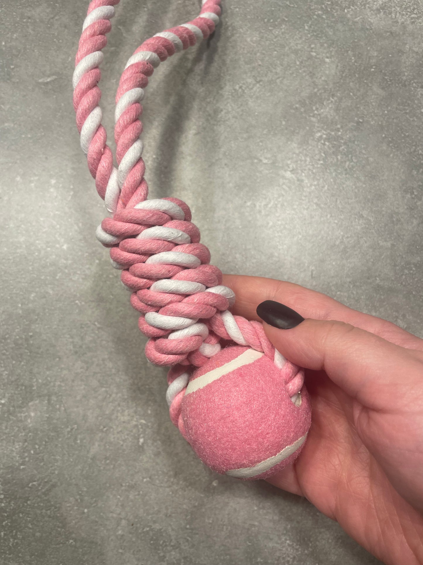 Balle de tennis avec corde pour chiots et chiens 30cm