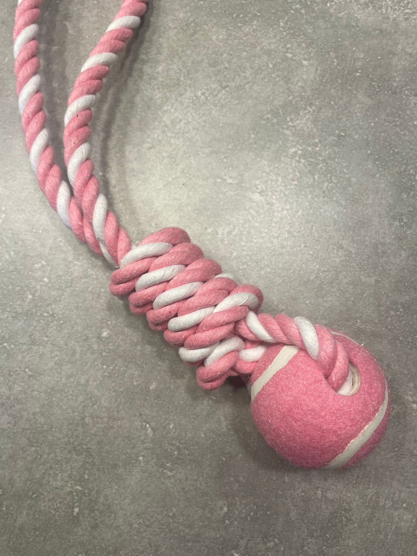 Balle de tennis avec corde pour chiots et chiens 30cm