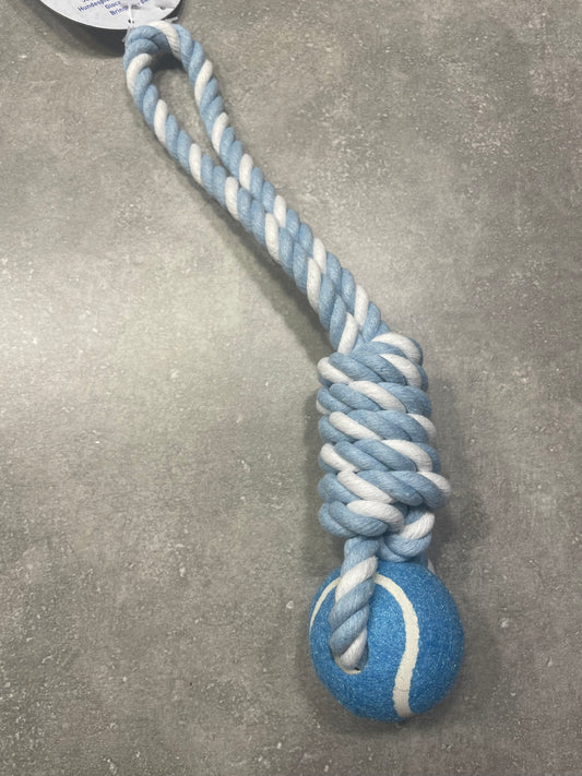 Balle de tennis avec corde pour chiots et chiens 30cm